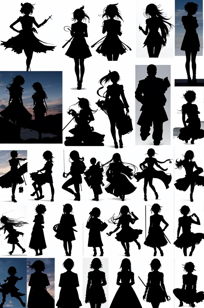 Laughing anime silhouettes