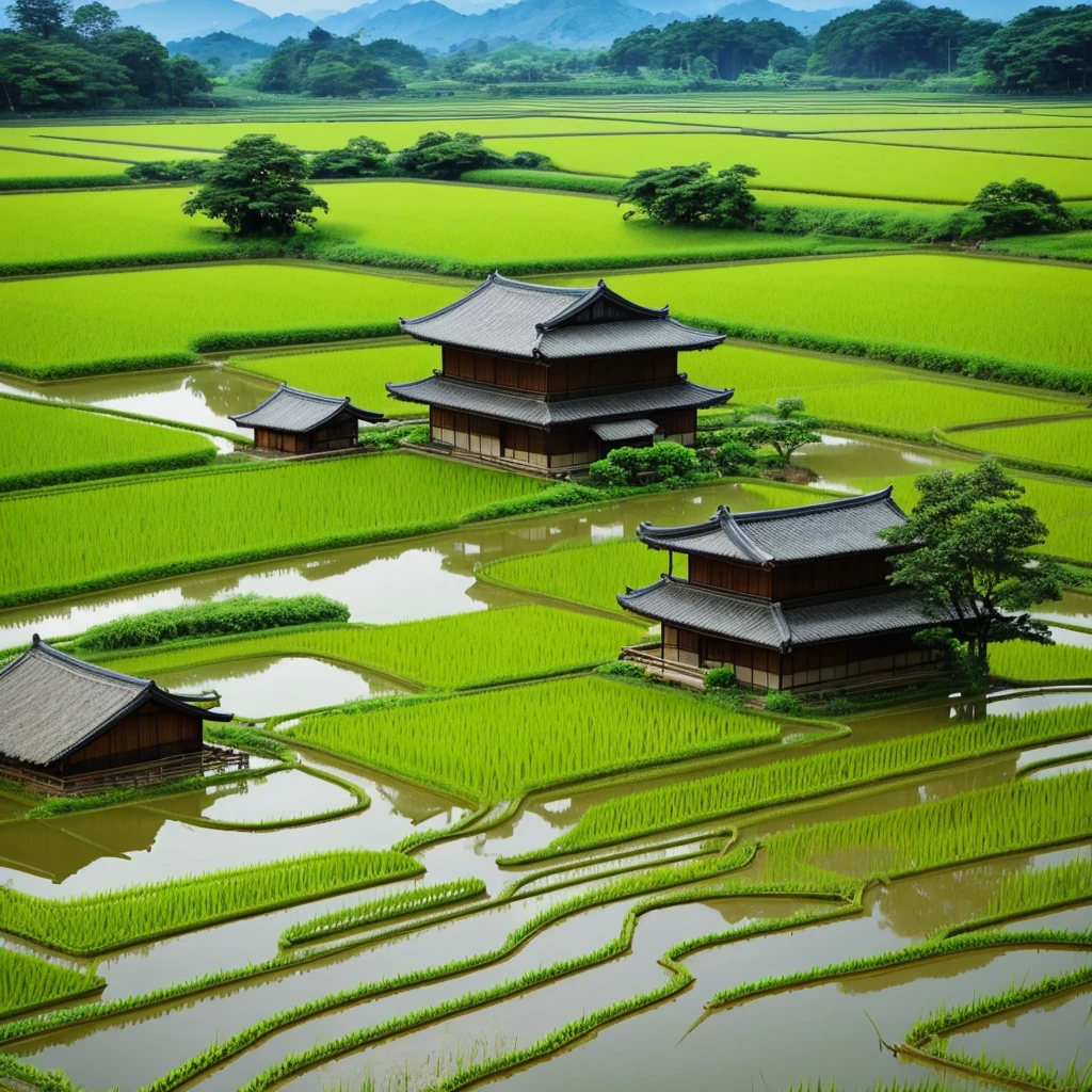 Country house、Peaceful rice fields