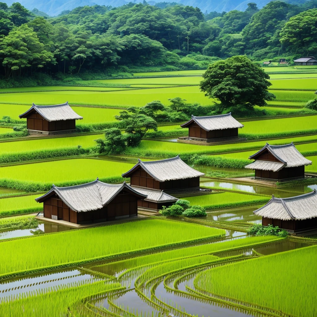 Country house、Peaceful rice fields