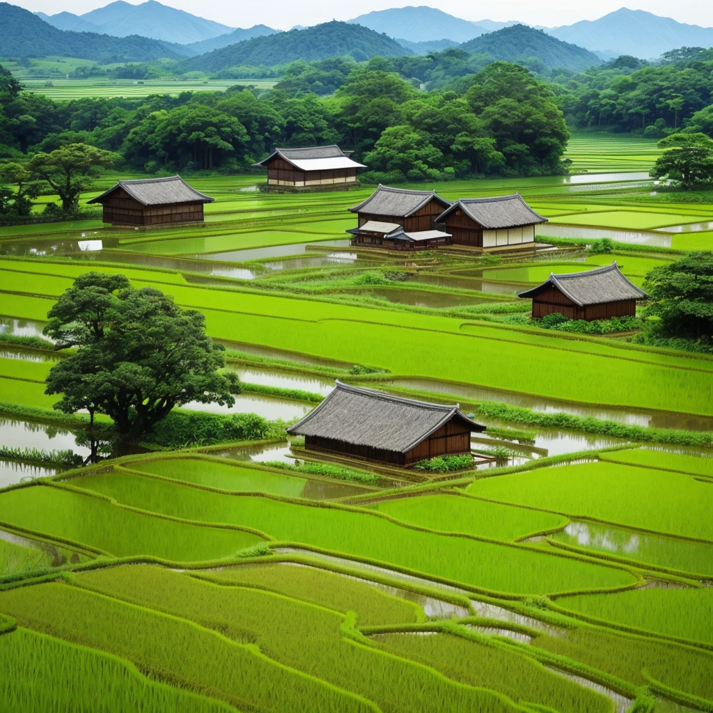 Country house、Peaceful rice fields