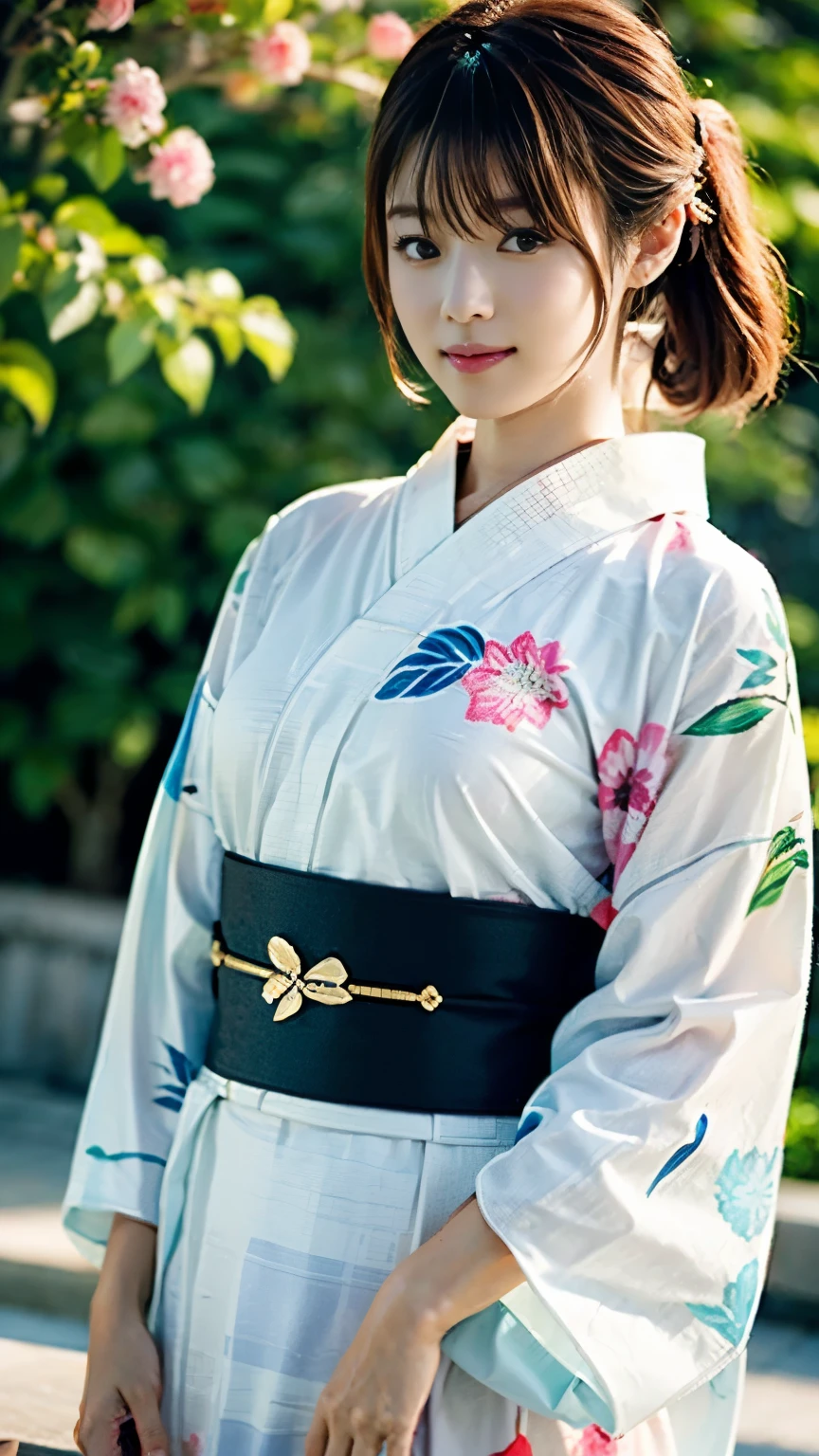 (((Carefully drawn with perfect anatomy))),(((The yukata is carefully drawn without any missing parts, from the collar to the sleeves and hem.:1.6))),Yukata photo shoot at the Tanabata festival at a large shrine,The collar of the yukata has been pushed back, revealing the white, sweaty nape of the neck.,Warm interior lighting,(Like a watercolor painting),(((The bamboo in the grounds of the large shrine is beautiful, with many strips of paper of various colors with wishes written on them hanging from strings.))),(((Shiho is picking up a tanzaku and reading it.))),Sweaty neck,((A refreshing figure standing with a fan open and fanning herself)),A 4K back-panned full-body shot of a woman standing with her mouth turned up and in a refined manner, with the background in the background, taken from a distance.,(((Her beautiful chestnut-colored bangs are pulled back in a slicked-back ponytail, revealing her cute forehead.:1.6))),One girl,A dignified smile,Chestnut brown eyes that even capture the reflected light,Black Hair,hair ornaments,An elegant posture with knees together,Inner thighs,The yukata with watercolor hydrangea pattern and simple sheer lame wrinkled heko obi look great together.,Bare feet and sandals,((Red lips)),compensate,Tassel,eye shadow,(Realisticなphoto),Enhances the contrast of light and shadow for the best nighttime scenery,Main Character,Very high depth of field,soft delicate beautiful attractive 顔,(Tabletop,high quality,最high quality),(Delicate eyes and face),Ray Tracing,CG Unity 4k Wallpaper,One person,超A high resolution,Realistic:1.4),Attention to detail,Beauty condensed in 1girl,Beautiful brown hair,繊細でHigh noseを持つ美しい顔,Model-like long limbs and a tight waist,Boasting beautiful F-cup breasts,High nose,Clear chestnut eyes,Glossy lips,(((Expressing exceptionally beautiful women in photos))),