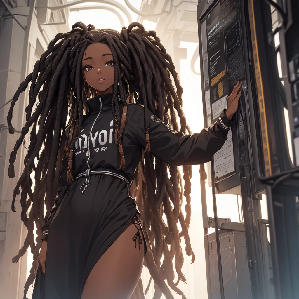 black, with dreads. woman