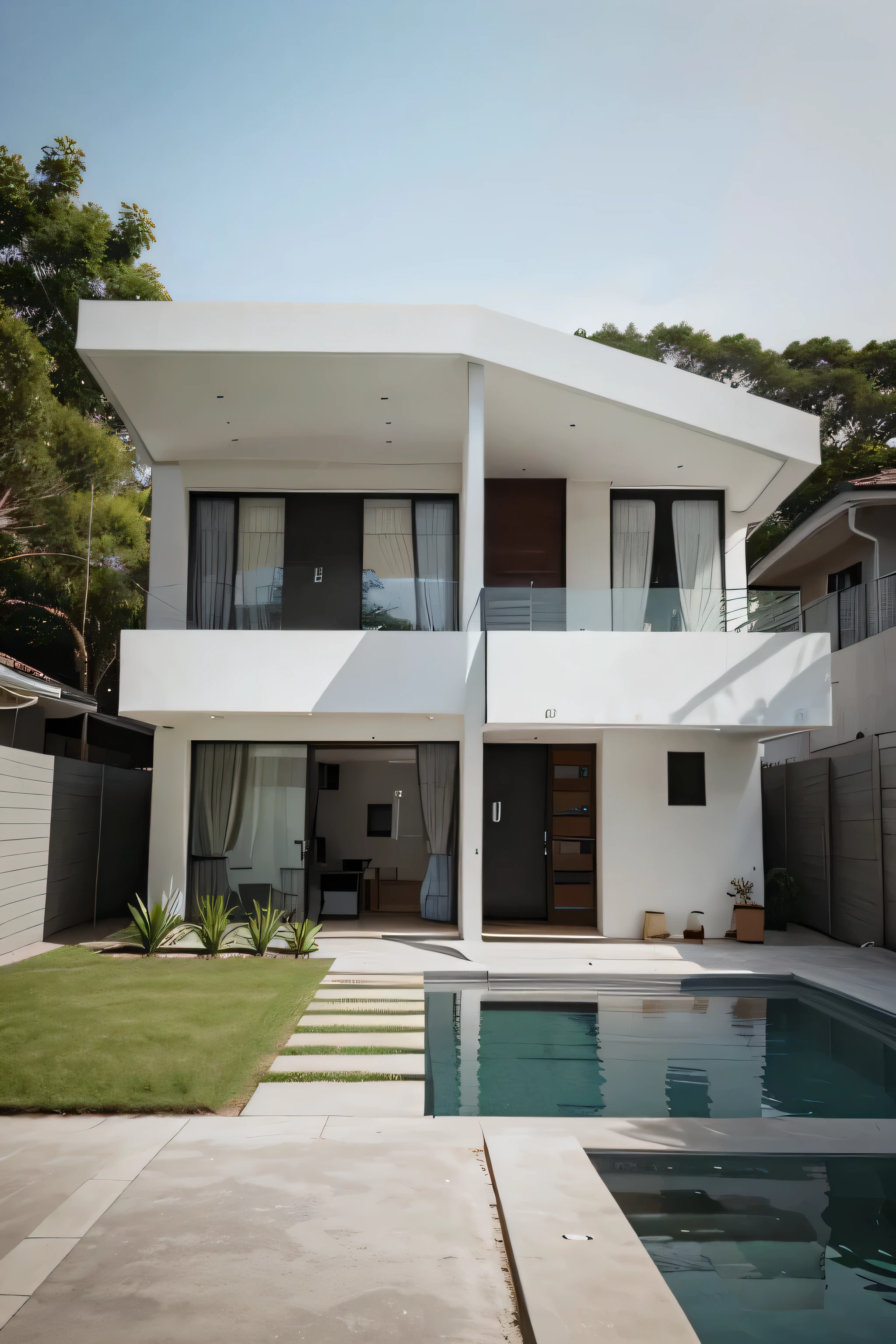 make me a minimalist house architecture with a modern feel