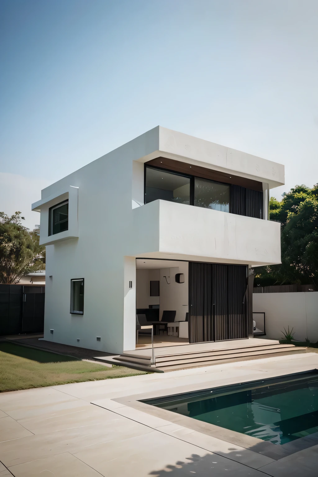 make me a minimalist house architecture with a modern feel