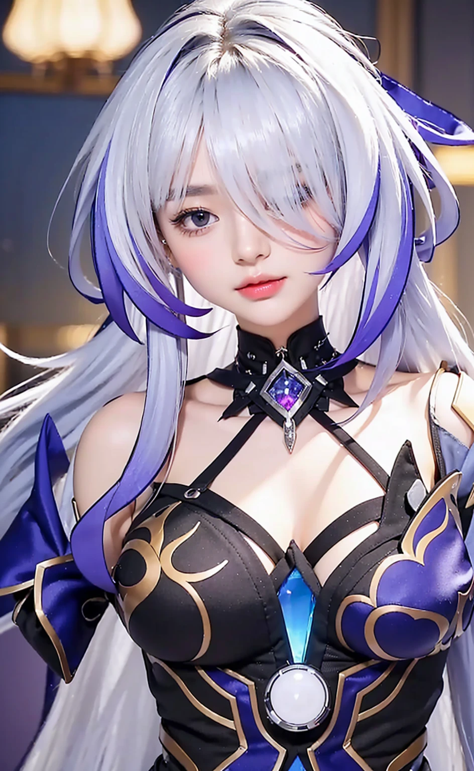 (Best quality, 8k, Masterpiece :1.3), upper bod y, Sharp focus :1.2, Beautiful woman with perfe ct figure, Highly detailed facial and skin textur e, Detailed eyes, Double eyelids, Interior view, :
erpect lighting, Glowing skin,