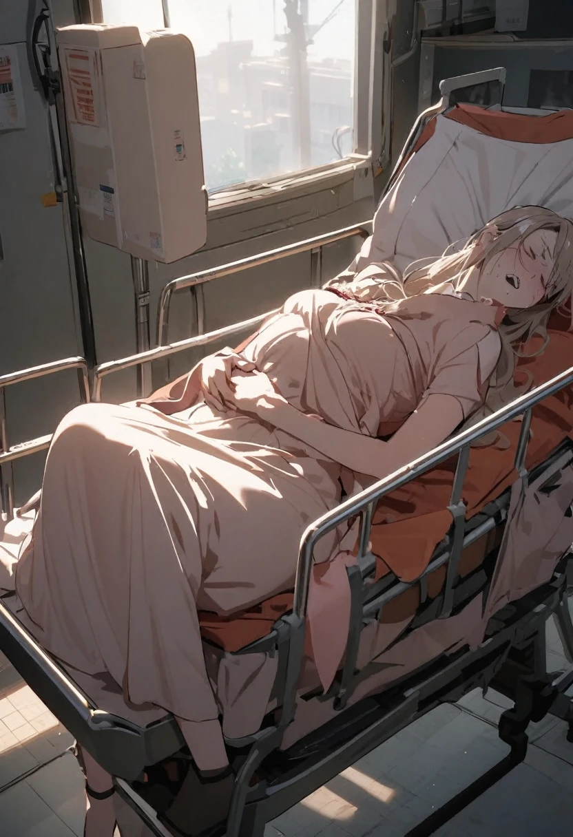 woman on a stretcher giving birth