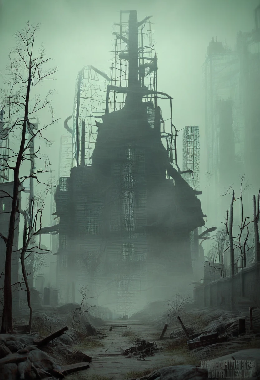 (best qualityer,4K,8K,high resolution,work of art:1.2),ultra detali,(realisitic,photorealisitic,photo-realisitic:1.37),desolated,broken buildings,Ruined cityscape,abandoned vehicles,withered trees,dusty atmosphere,scorched earth,mysterious fog,dilapidated structures,dusty roads,overgrown vines,unforgiving arid landscape,darkened sky with touches of orange and purple,remains of civilization,eerie silence,Apocalyptic ruins, wandering figures,dystopian future,dark horizon,ruined infrastructure,faded billboard signs,echoes of the past,collapsed bridges,strong winds blowing,the remains of a destroyed society,vidro quebrado,dramatic lighting,scattered debris,sole survivor searching for hope in a desolated world,deteriorated metal,Destruction everywhere,survival against all odds,metropolis turned into ghost town,lost memories,industrial ruins,spooky ambiance,infinite solitude,jagged edges and sharp angles,Abandoned factories,Post-apocalyptic aftermath,abandoned landscapes.