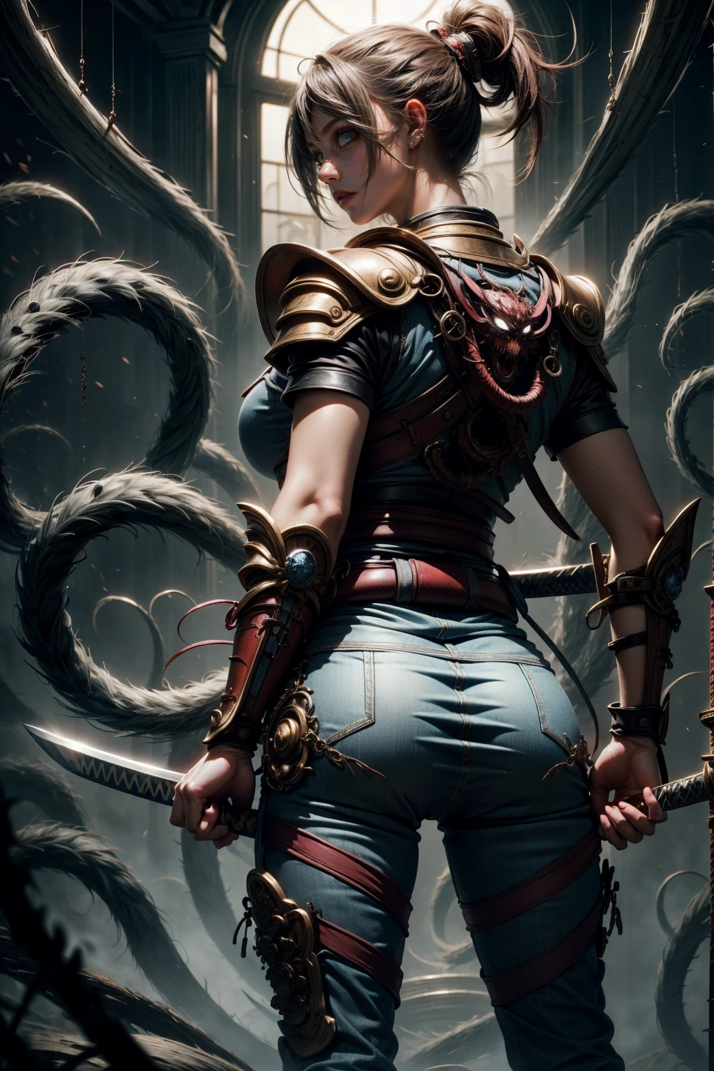 (masterpiece、8K、Ultra-delicate、high resolution),(((Female Ultraman))),(((No muscles,large Boob))),(her head is tapering,The body is made of blue and silver,(Luxurious armor:1.2),golden great shoulder armor,The arms present a streamlined design,On the chest there is a round calculator,Looks tall and thin,The overall shape is streamlined、Modern),posed for photo,city ruins,background details,NSFW,Cameltoe,the morning sun,((Open pussy:1.2)),((wet pussy:1.4)),(silver ponytail:1.1),(woman with penis:1.5),(erected penis:1.3),Masturbation,penis focus,show off penis,spread legs,((red blush,Crying face)),from below,(muscular legs:1.3),(cum),((Shibari, arms behind back:1.4)), ((hands on back)), ((amarrada com cordas)), ((hands tied back)),hung on rope, ((rope restraint)),((luminous metal collar:1.1)),sitting,((Constrain on ancient Thick Luxurious Pillar:1.2),(from behind:1.3),((ass))