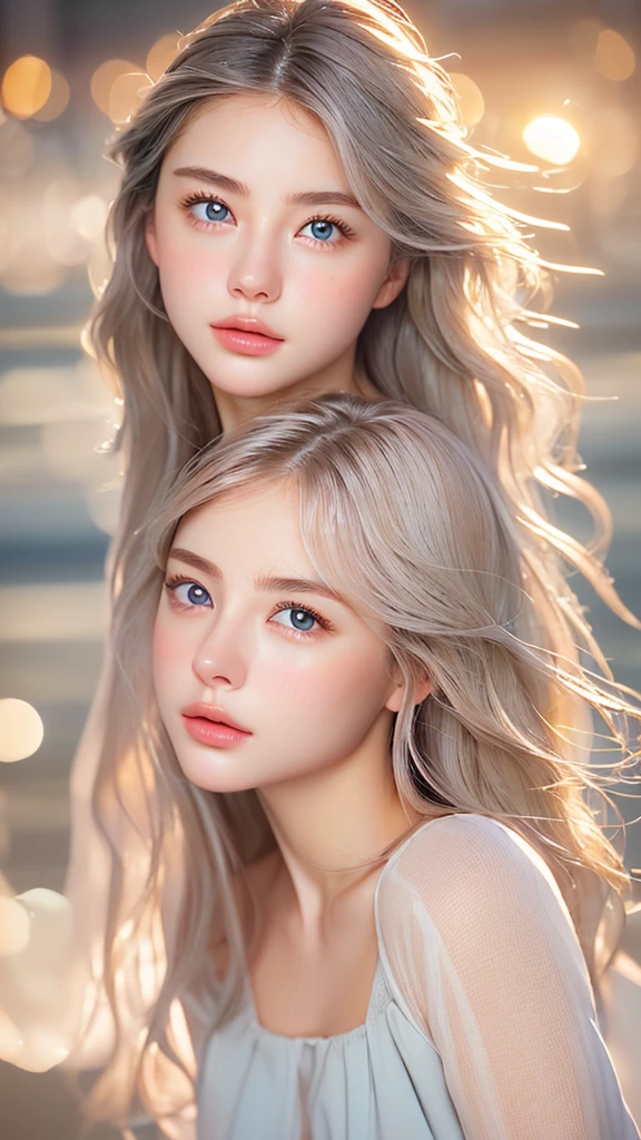 (realistic: 1.4), (masterpiece, side lighting, beautiful and delicate eyes: 1.2), masterpiece*portrait, low water, 20-year-old,realistic face, 3d face, bright eyes, romance gray voluminous hair, Glossy skin, alone, embarrassing, Bold lighting