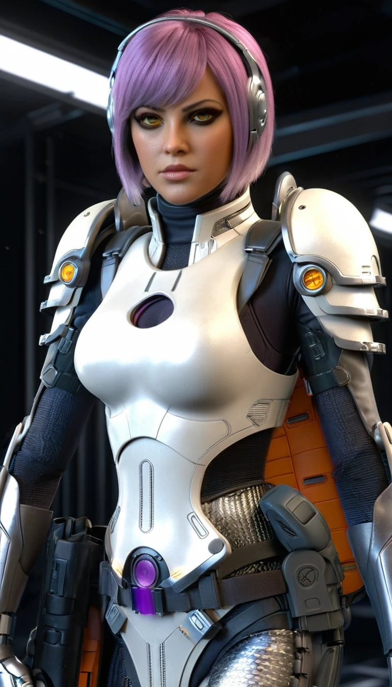 professional 3d model Cinematic scene, sabine wren, SILVER armor (HUGE BREASTS), Ghost in the Shell, detailed background, masterpiece, best quality, high quality, highres, absurdres . octane render, highly detailed, volumetric, dramatic lighting
