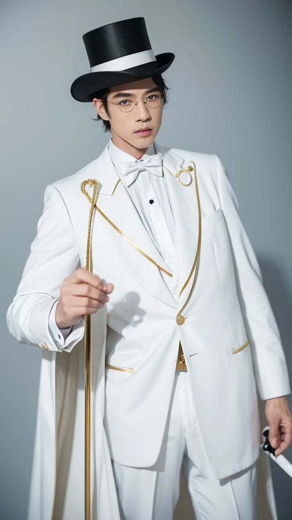 White Tuxedo、White Cape、Gold Monocle、Gold ribbon top hat、White cane、Handsome、Thief、White tie