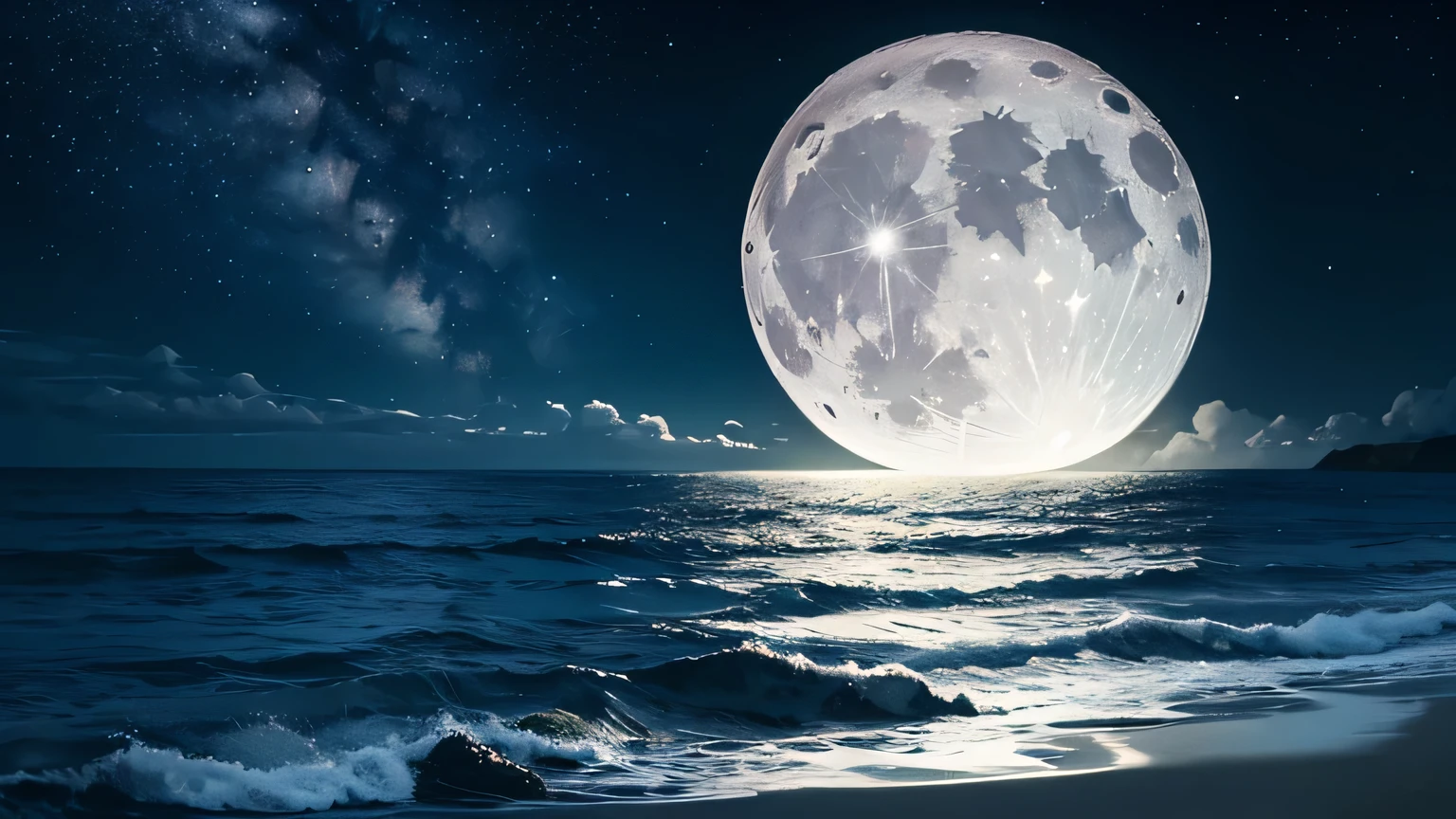 moon, night, null, full, dark, Ocean, null間, stars, clouds, 惑star, moonLight, green, Ocean, Light, cloud, water, star, nature, landscape, astronomy, black, universe, horizon, bright, Fantasy