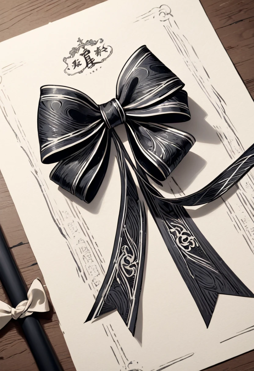 Masterpiece、super beautiful、8K、Asymmetric、Two long, wavy ribbons ...