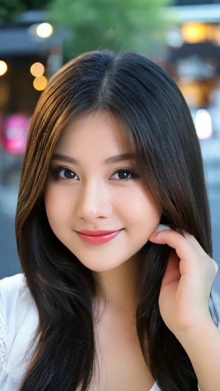 best quality, masterpiece, illustration, an extremely delicate and beautiful, extremely detailed ,CG ,unity ,8k wallpaper, Amazing, finely detail, masterpiece, best quality, official art, extremely detailed CG unity 8k wallpaper, absurdres, incredibly absurdres, huge filesize, ultra-detailed, highres, extremely detailed, beautiful detailed girl, ((detailed face, perfect face)), (extremely detailed eyes), ((looking at viewer)), (real person, photograph), ((cute, 1 girl, 22 yo, solo)), (Asian woman with gigantic saggy breasts in white silk shirt, smiling, long black straight hair), huge breasts, natural breasts, light brown Skin, Perfect Portrait, Bokeh Effect, Look at Viewer, light make-up, wet body, Armpit, Perfect Eye, Perfect Hand, Perfect Finger, ((exposed loose cleavage)), ((adorable:1.2)), ((masterpiece:1.1)), ((bokeh:1.2)), (dynamic seducing pose), seductive smile, flirting eyes, Night view. ((Full shot)). 20d, solo, photo-realistic:1.37, ((full body shot)), ((full body)), taniaayusiregar.