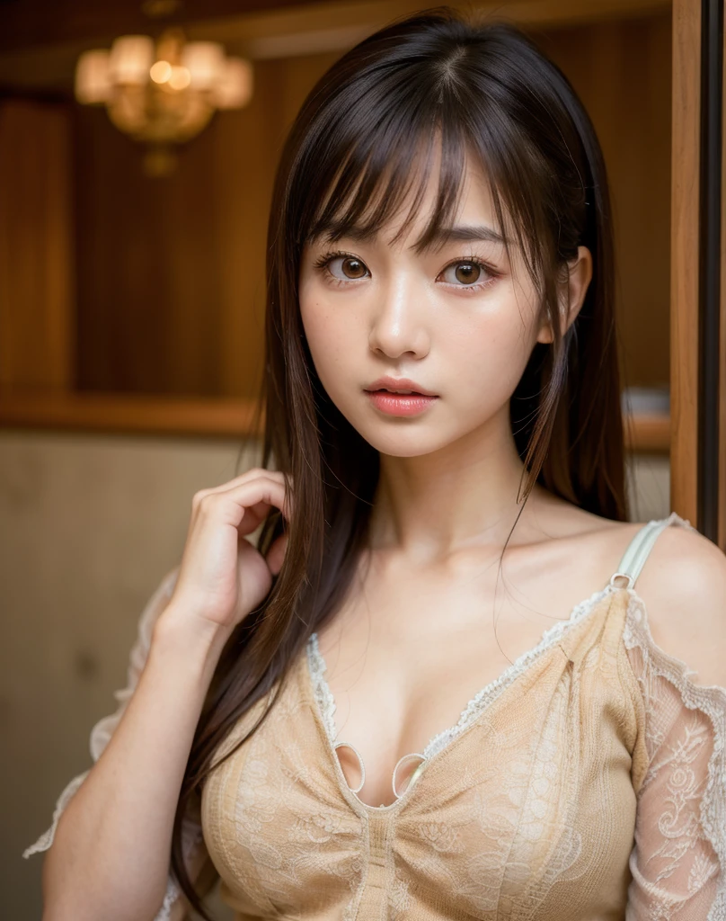 best quality, face focus, soft light, ultra high res, (photorealistic:1.4), RAW photo,
1japanese girl, solo, cute, (pupil, lights in the eyes), detailed beautiful face, (small chest),(high resolution detail of human skin texture),
(long hair),
indoor,
Damask Shirt Dress,
(portrait)