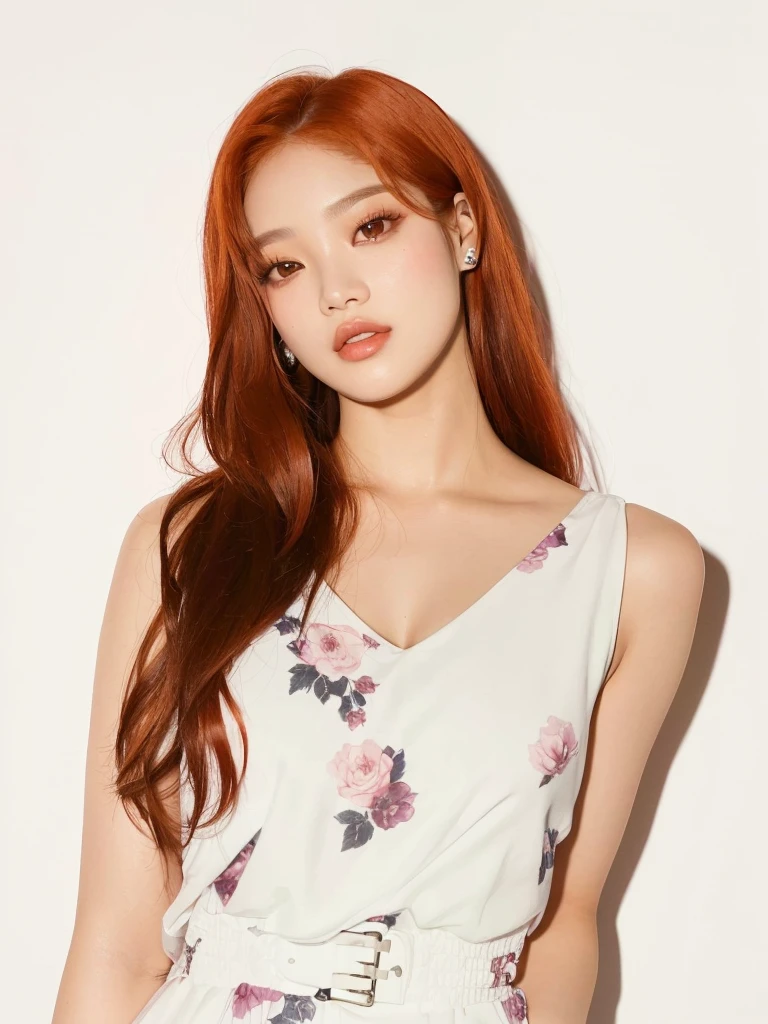 Mujer arafed con pelo rojo y un vestido blanco posando para una foto., parque roseanne de blackpink, Jinyoung Shin, jossi de blackpink, kim taejin, heonhwa choe, portrait of jossi de blackpink, parque ji min, sun yunjoo, sangsoo jeong, Jaeyeon Nam, kim hyun joo, seson yoon, jia