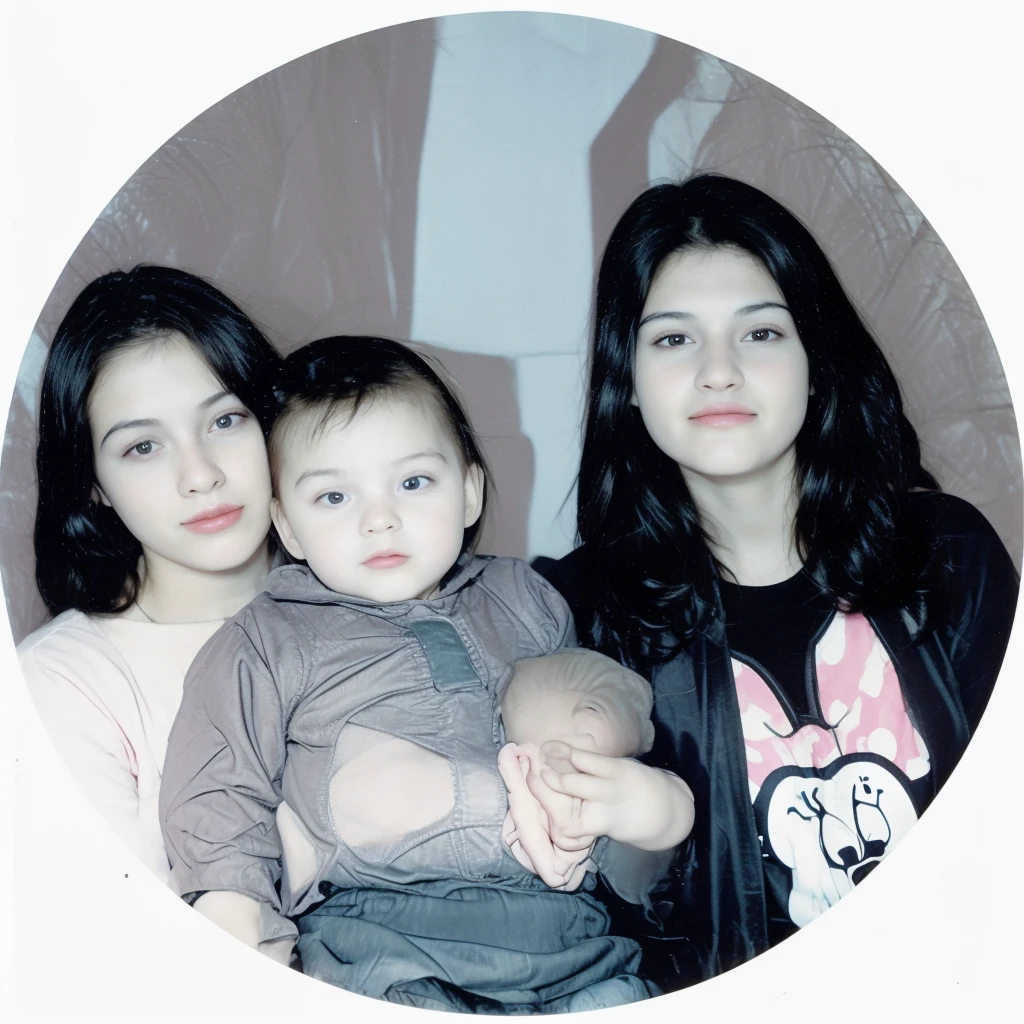 There are two women and a baby in a circle, Photo, high resolution scan, high resolution scan, old image, scanning, Photo, Photooscan, family Photoo, children, scanning 2400 dpi, 90's color Photoo, image, digital art!!, spooky Photoo, 2 0 0 0's Photoo, 90's Photoo