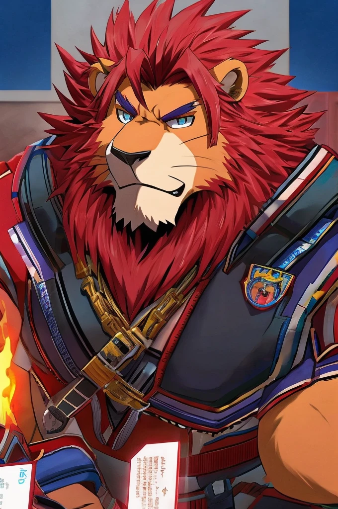 enji todoroki dad lion, full body
