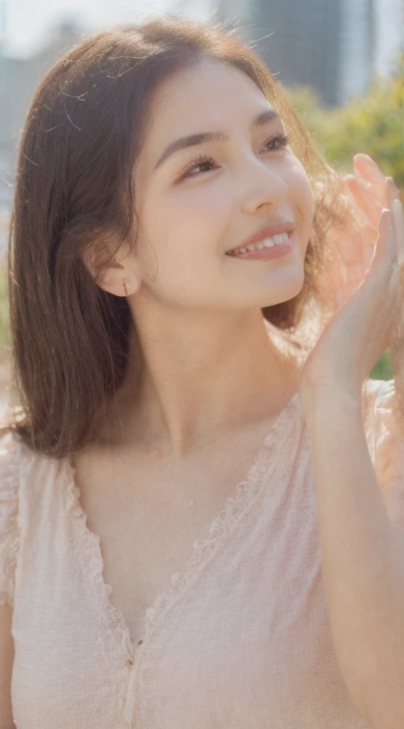 ((Best Quality, 8K, Masterpiece:1.3)), Focus: 1.2, Perfect Body Beauty: 1.4, Buttocks: 1.2, ((Layered Haircut, Breasts: 1.2)), (Wet Clothes: 1.1), (Rain, Street:1.3), Bandeau Dress: 1.1, Highly Detailed Face and Skin Texture, Fine Eyes, Double Eyelids, Whitening Skin, Long Hair, (Shut Up: 1.3), Smile "Create a high-quality profile picture of a young Latina woman named Bella Rivera. She is 24 years old, with a softer, curvier build and a warm medium-tan complexion. Bella has an oval-shaped face with high cheekbones, almond-shaped dark brown eyes, and thick, well-groomed eyebrows with a natural arch. Her nose is straight with a slight elegant curve, and she has full lips with a natural pink hue. Bella has a bright, warm smile with subtle dimples, and a small beauty mark above her upper lip on the left side. Her long, wavy hair is deep brown with natural highlights.
In this photo, Bella is wearing a casual yet feminine outfit. She is dressed in a flowy, floral-patterned sundress that highlights her curves and enhances her soft build. The dress has a light, pastel color palette and delicate details such as ruffles or lace. She accessorizes with simple, elegant jewelry like small hoop earrings, a delicate necklace, and a couple of bracelets. Her makeup is natural, with a focus on her bright smile and expressive eyes.
Bella should be standing or sitting in a relaxed and comfortable pose, perhaps holding a cup of coffee or a bouquet of flowers, to enhance the casual and feminine vibe. The background should be a softly blurred outdoor setting, like a park or garden, with natural light highlighting her features and outfit."
