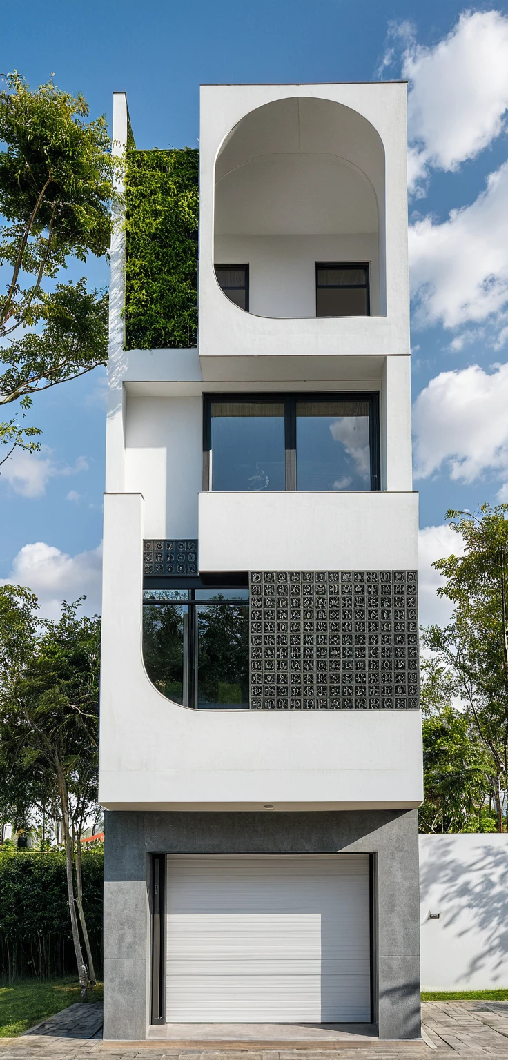Masterpiece, high quality, best quality, authentic, super detail, outdoors, onestoreyvillaXL, aiaigroup, house style modern on the street ,stairs, white wall ,road,pavement, grass, trees, sky, cloud, (daylight:1.1)
