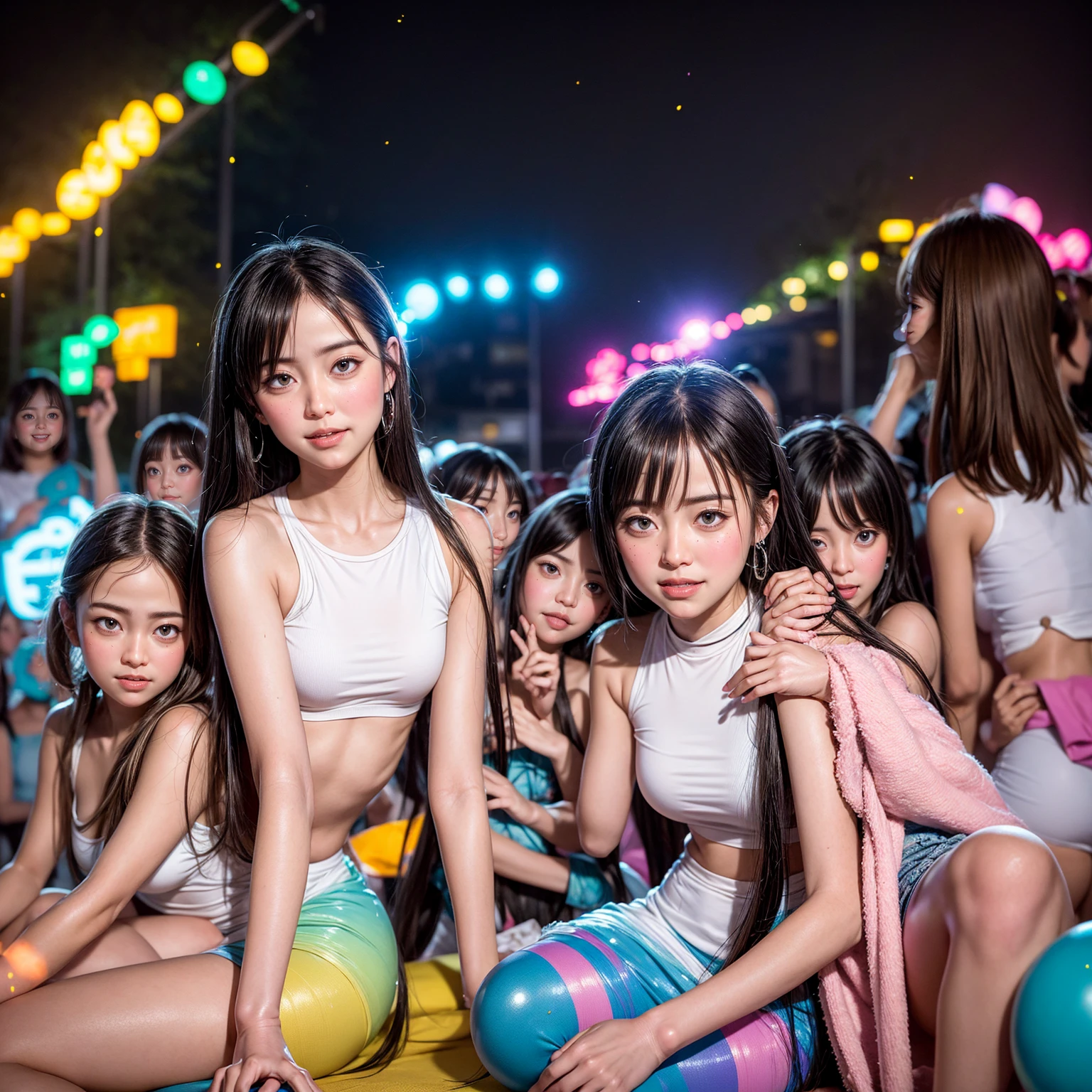 ((ExtremelyDetailed (PUNIPUNI KAWAII 12 Girls in a row:1.37)) Shibuya Hachiko-mae scramble crossing), (masterpiece 8K TopQuality:1.2) (ProfessionalPhoto:1.37), Different types of hair colors, {((White skinny AthleticWear))|SchoolUniform|Tutu}, {(Hidden Hands)|(Corrected Like hand)}, (Joyful Expressions LifeLike Rendering), PerfectLighting (RainbowColor particles:1.2)(Dazzling Blurred ColorfulLights) MotionBlur  BREAK  (Acutance:0.8) Impeccable Radiant PearlSkin with Transparency . (((no extra limbs)))(Exposed:-0.8)