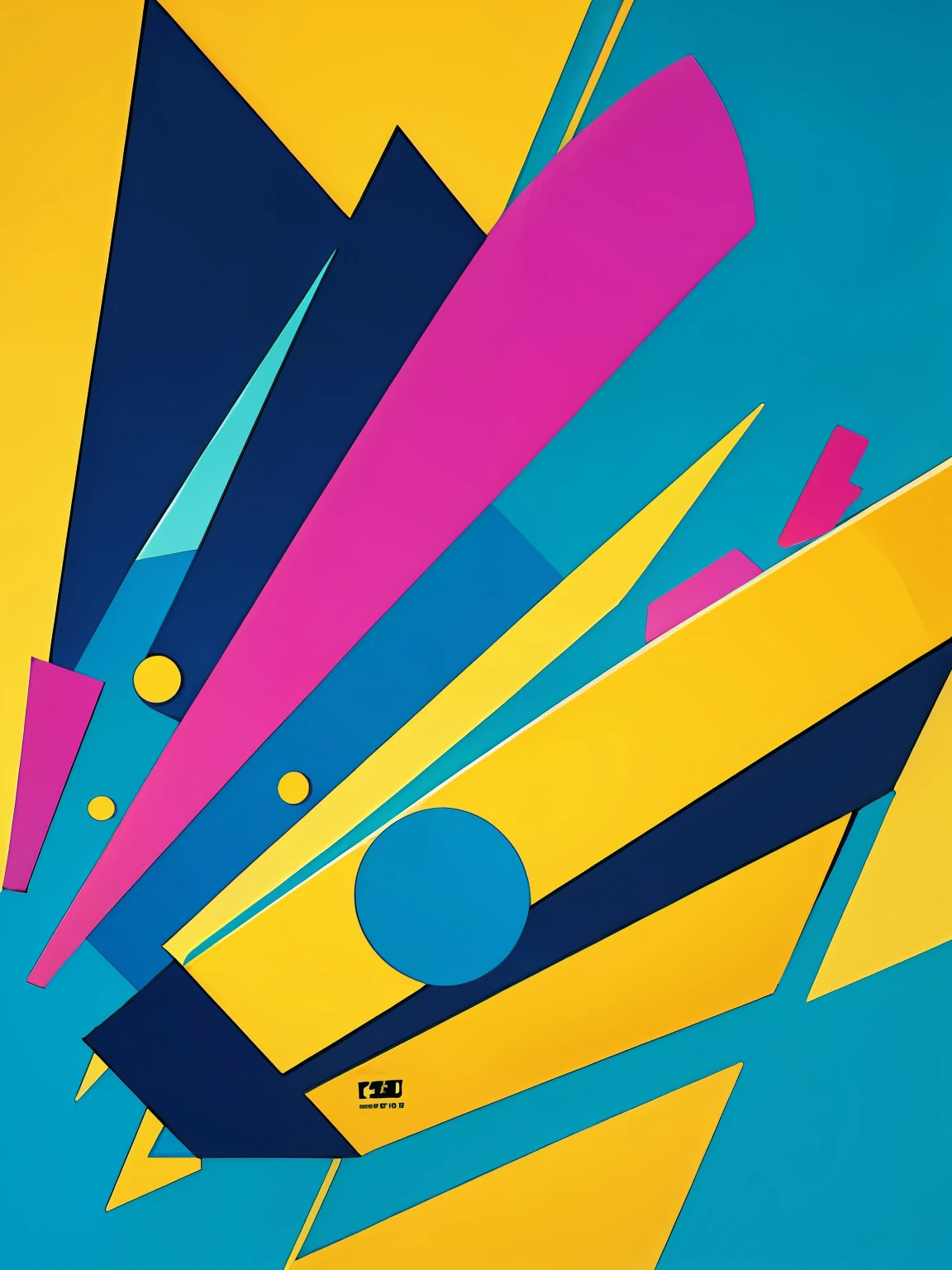 a yellow background with rad and blue geometric shapes, minimal, simple, toonish, digital art, abstract, geometric, clean, modern, vibrant colors, striking composition, bold design, 4k, high quality, crisp, detailed