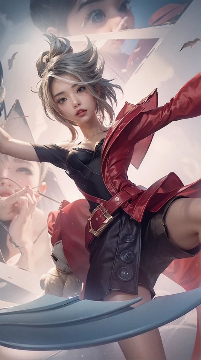 Beautiful girl ,epic realistic,japan girl,kunoichi,big breast ,cute,no background