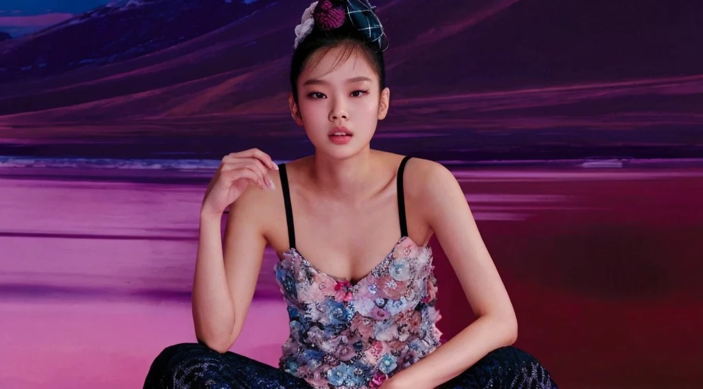 there is a woman with a very long hair and a bra top, blackpink jennie, yanjun chengt, jaeyeon nam, south east asian with round face, young adorable korean face, heonhwa choe, asian features, korean face features, taejune kim, gongbi, perfect face model, lee ji-eun, lee ji - eun, big breast

