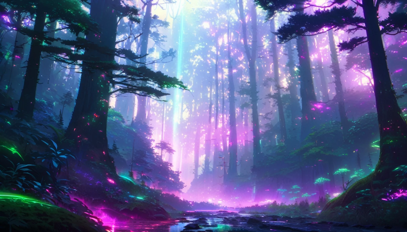 Trees in the fog々Sunlight shines in from between, Cinematic forest lighting, Luminous Forest, Foggy volumetric light morning, Forest Fog Planet, Volume Fog Resolution, Volumetric Light Fog, Cyberpunk Forest, Forest rays, Vast forests, Psychedelic lush pine forest, Volumetric Fog and Light