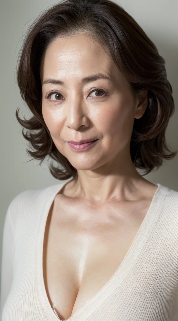 (((ID photo composition))), gravure, from the chest up, masutepiece, Best Quality, Ultra-detailed, Photorealistic, super detailed skin, Perfect Anatomy, (1 japanese mature woman), (Solo), 50years old, Large breasts, Mature Woman Politician, glamor, A sexy, Chromo-white skin, Looking at Viewer