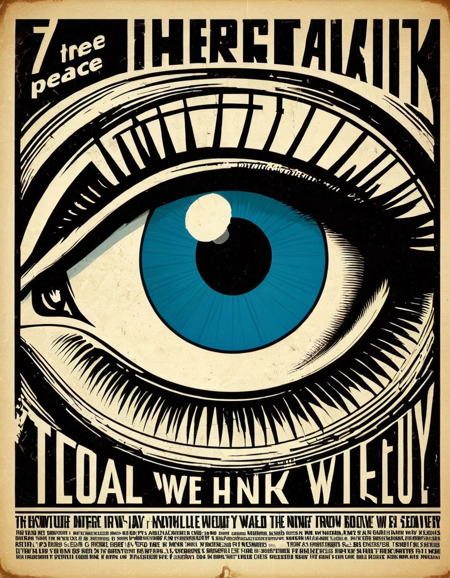 Create an image that encapsulates the dystopian world and themes of surveillance and oppression in "1984" by George Orwell, combining the following famous lines from the novel:
"Big Brother is watching you."
"War is peace. Freedom is slavery. Ignorance is strength."
"In a time of deceit, telling the truth is a revolutionary act."
Use these lines to inspire an image that reflects the totalitarian surveillance state, propaganda, and the struggle for truth and individuality portrayed in the book "1984."