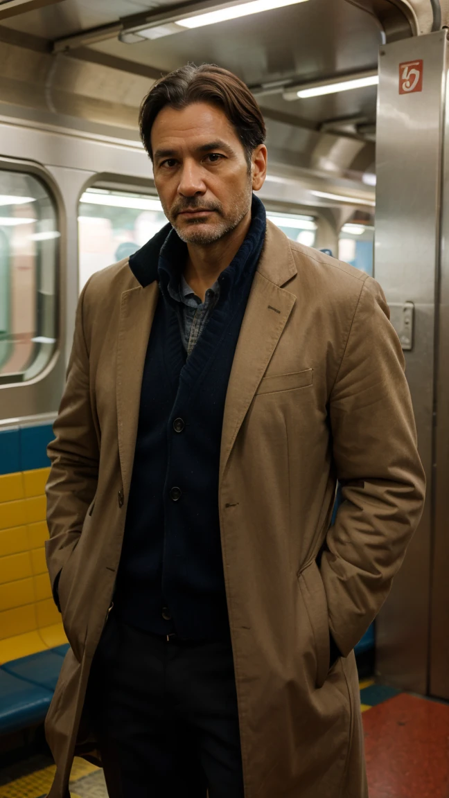 Man on subway, 40 years old, gentleman,