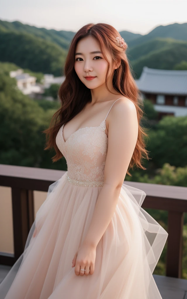 Korean Woman, Intimate, face blush, red blushy cheeks, long wavy hair, feeling excited, beautiful thighs, in love, wearing wedding dress, in the bedroom