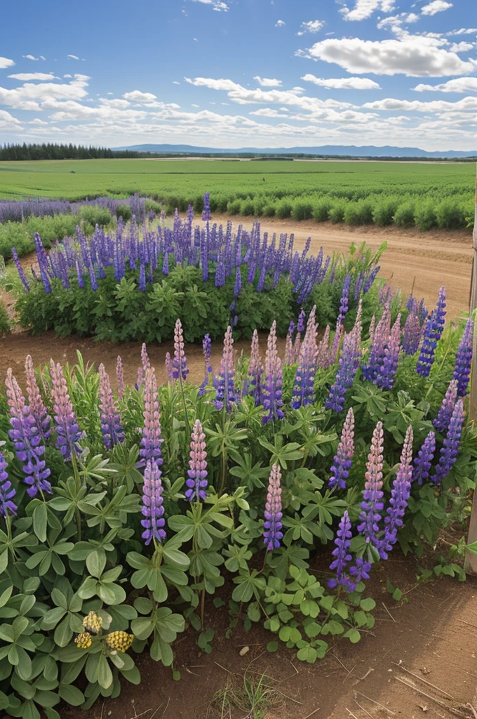 Lupine and corn plants 