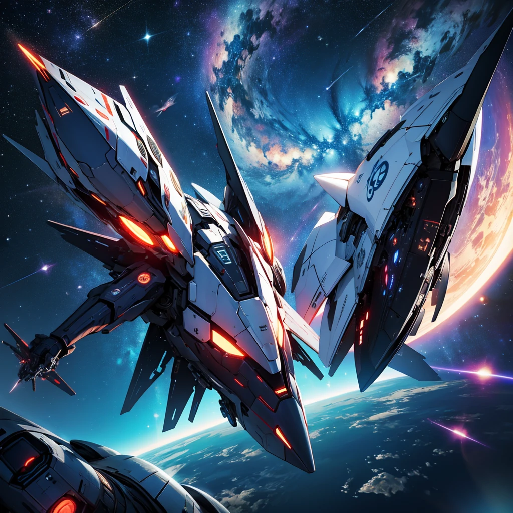 spaceships battling in deep space