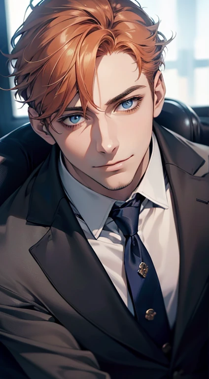 (best quality,4k,8k,highres,masterpiece:1.2),ultra-detailed,(realistic,photorealistic,photo-realistic:1.37),1 man,31 years old,mature man,very handsome,without expression,smile,short grey b
Orange hair,blue eyes,penetrating gaze,perfect face without errors,imposing posture,businessman,office background,cinematic lighting,hdr image