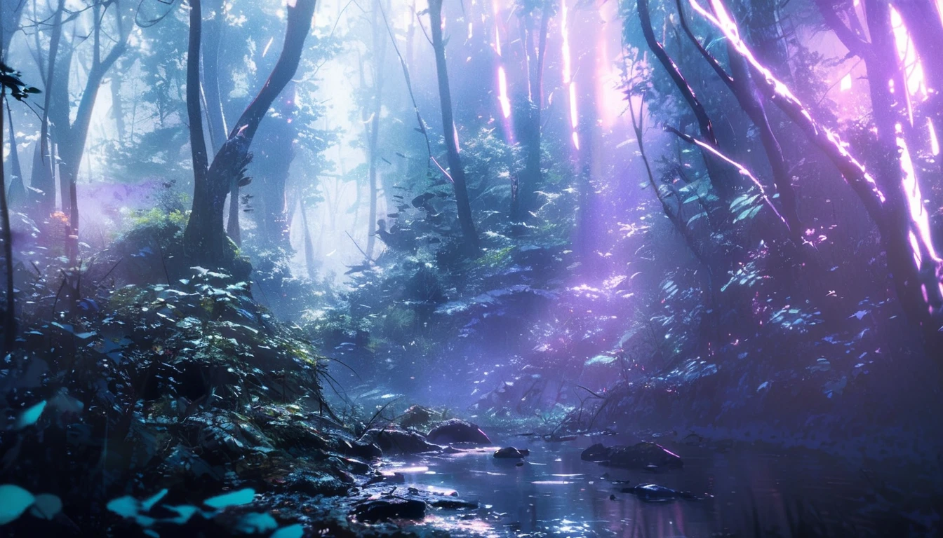 Cinematic forest lighting,Eerie Dark Forest