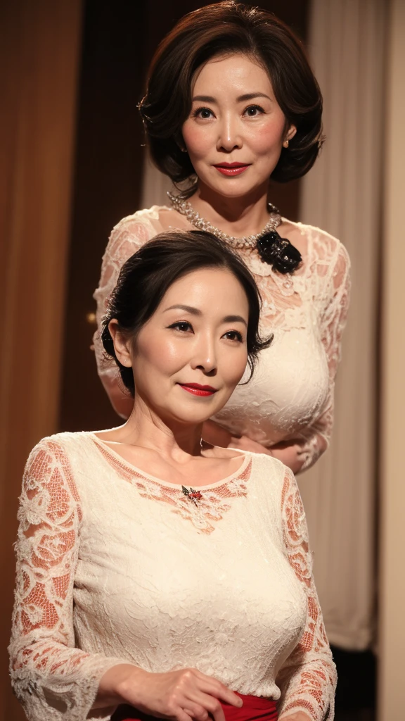 Remove Background, Medium Shot, gravure, Look forward, ((old)), Flashy makeup, Red lips, From the chest up, masterpiece, Highest quality, Very detailed, Realistic, Ultra-dense skin, Perfect Body, (Japanese Mature), (alone), 120 years old, Big Breasts, Mature actress, Glamour, sexy, Pure white skin, Looking at the audience,