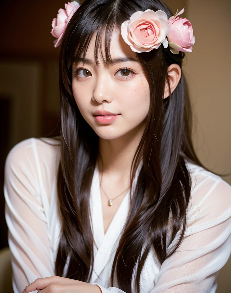 Highest quality、Face Focus、Soft Light、Ultra-high resolution、（Realistic：1.4）、RAW Photos、
1 Japanese girl、alone、cute，（pupil、Light in your eyes）、Beautiful face in every detail、（Small box）、Double teeth、（High resolution detail of human skin texture）、（Long Hair）、indoor、
Damask Shadless、
（Portraiture）
