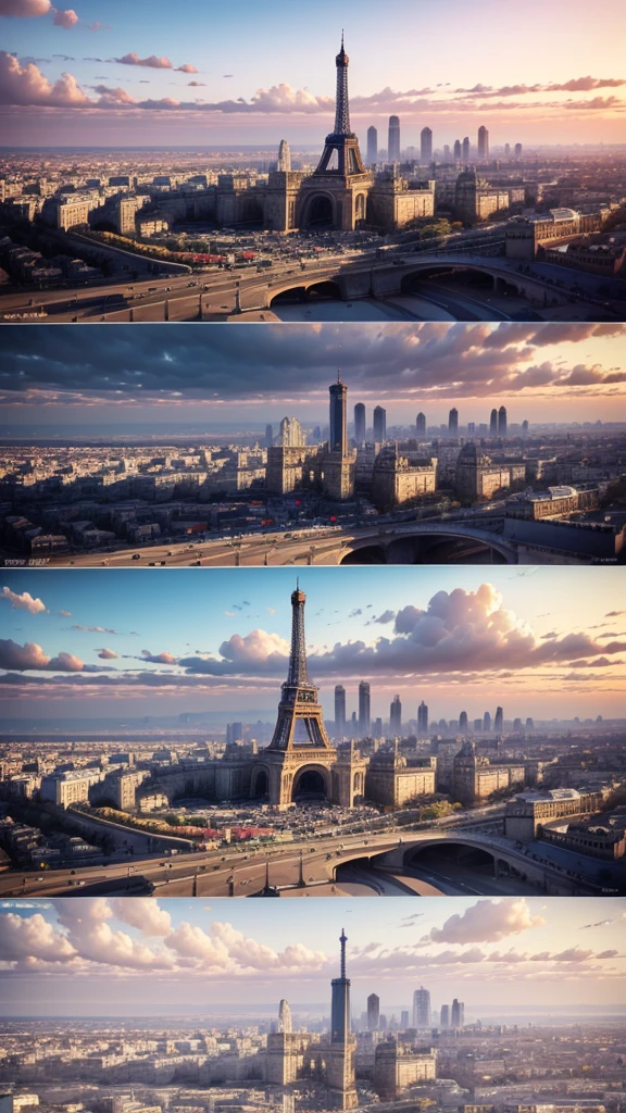 Realistic photography of the cityscape of Paris