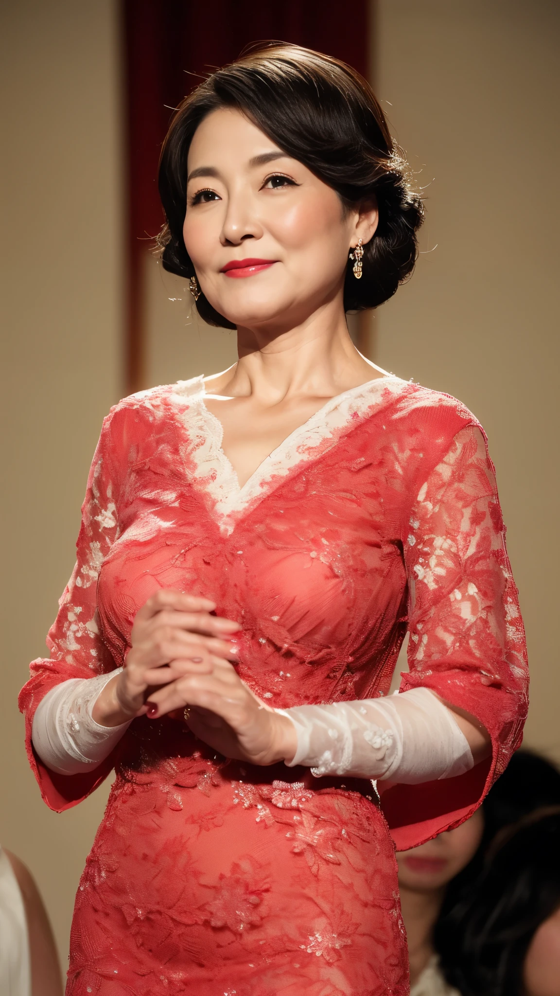 ((Fractal Art)), (((masterpiece))), 8K, Clear images, (((alone))), (((chinese mature woman))), Chinoiserie Background, please lower your arms, wear a flashy bra, gravure, Look forward, Depict lips accurately,Red lips, Flashy makeup, (((alone))), (((Perfect Anatomy))), Natural upright posture, Look forward, ((Obscene)), From the chest up, Highest quality, Very detailed, Realistic, Very detailed細なスキン, (1 chinese mature woman), (positive), 95 years old, Huge breasts, Mature politician, Glamour, sexy, Pure white skin, Looking at the audience,