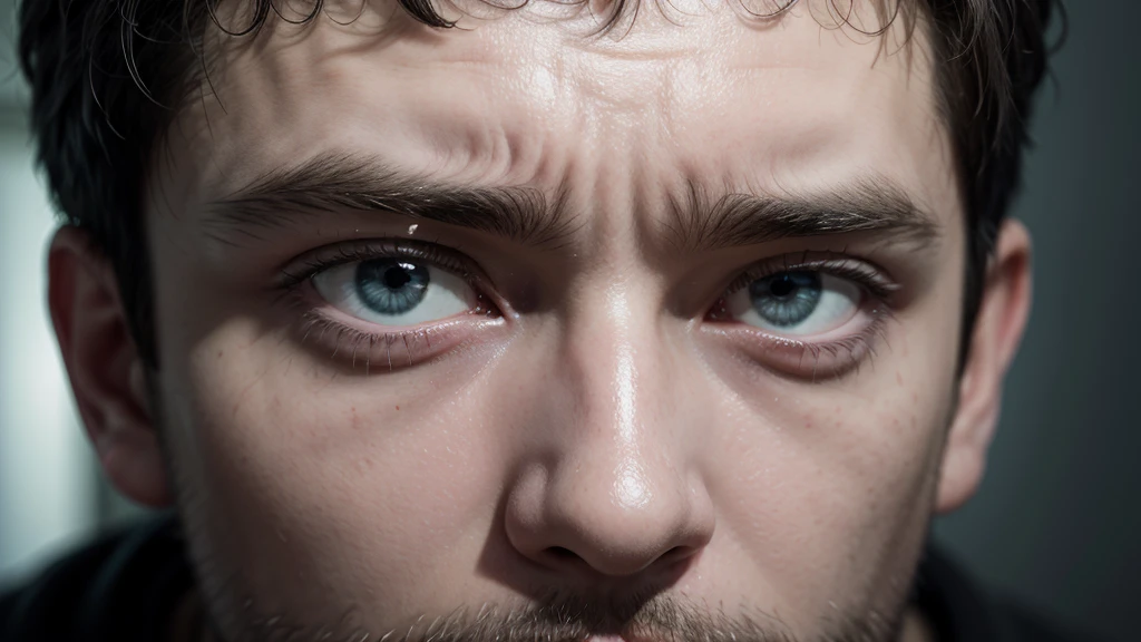 create an image of a very worried man at home, image in ultra resolution