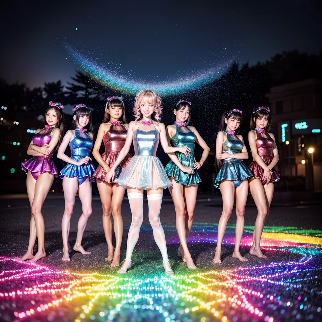 ((ExtremelyDetailed (PUNIPUNI KAWAII 12 Girls in a row:1.37) Shibuya Hachiko-mae scramble crossing)), (masterpiece 8K TopQuality:1.2) (ProfessionalPhoto:1.37), {(Standing Full Body:1.2)|Dancing}, Different types of hair colors, {((White skinny Athletic wear))|SchoolUniform|Tutu}, {(Hidden Hand)|(Corrected BabyLike hand)}, (Joyful Expressions LifeLike Rendering), PerfectLighting (RainbowColor particles:1.2)(Dazzling Blurred ColorfulLights) MotionBlur BREAK (Acutance:0.8) Impeccable Radiant PearlSkin with Transparency . (((no extra limbs)))