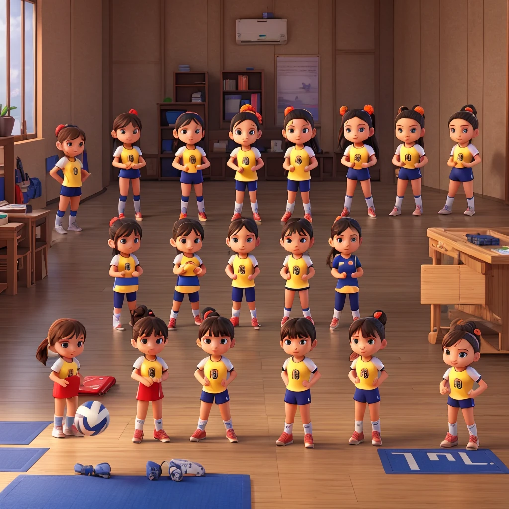 Highest quality、Highest quality、isometric、Volleyball Player、6 people、Women、Division of roles、cute、colorful