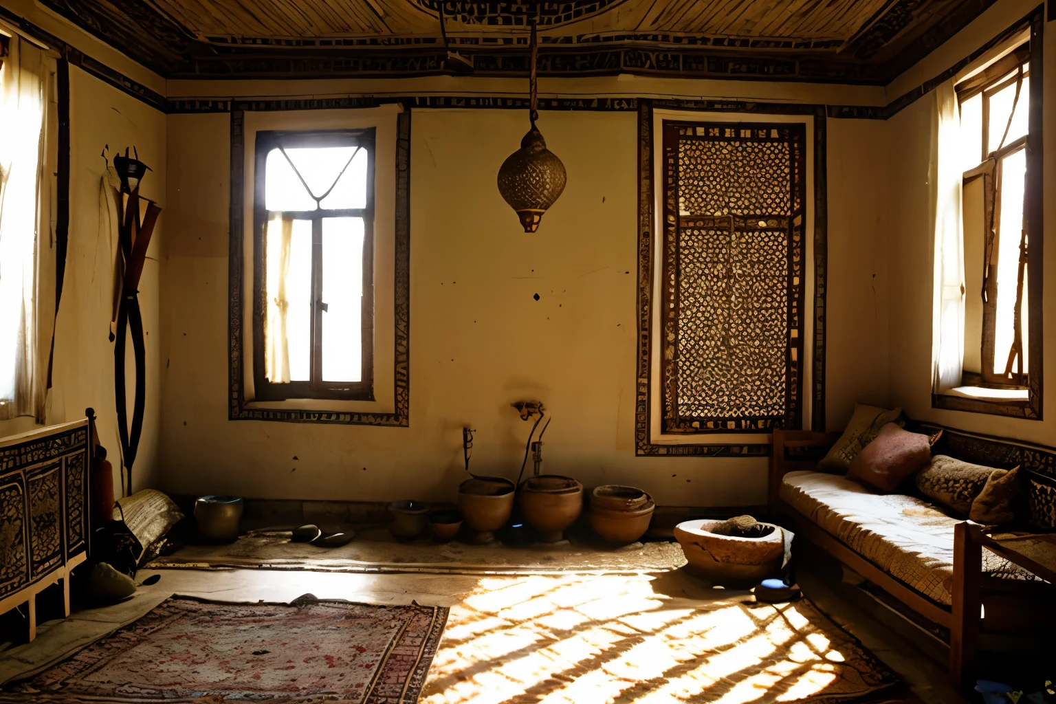 humble house, arab house interior, (((Poor house))), ((POVERTY))