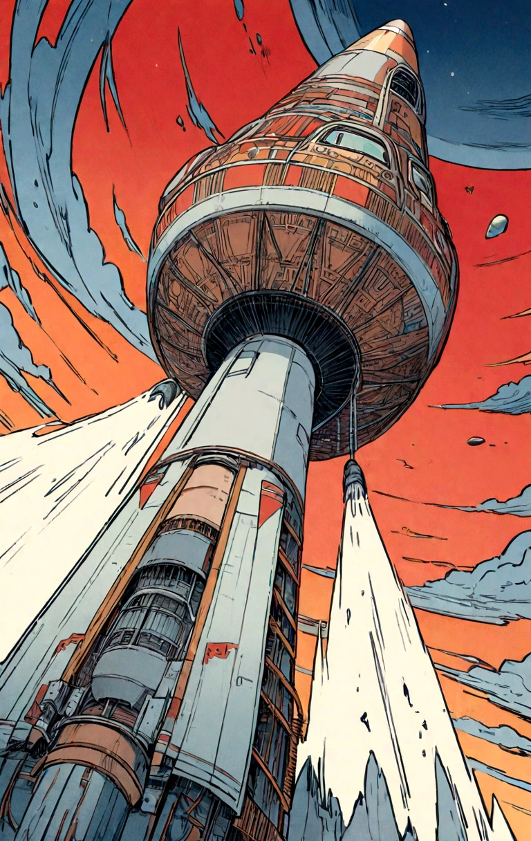 Flyer of a Soviet rocket taking off