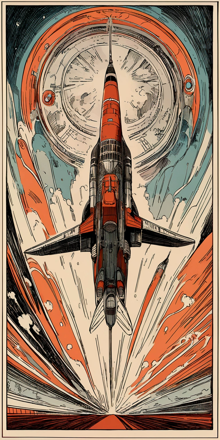 Flyer of a Soviet rocket taking off