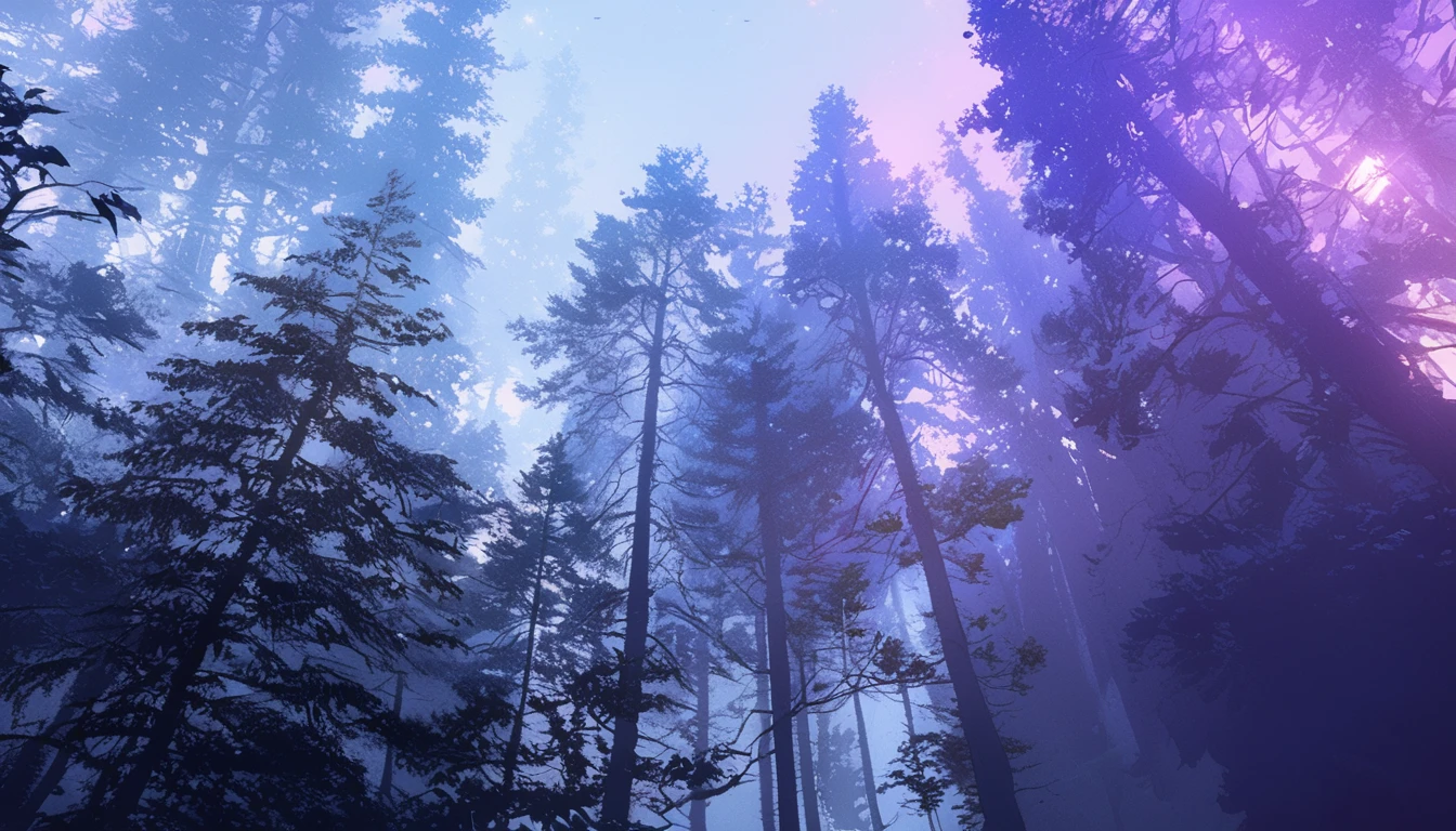 Cinematic forest lighting,Eerie Dark Forest