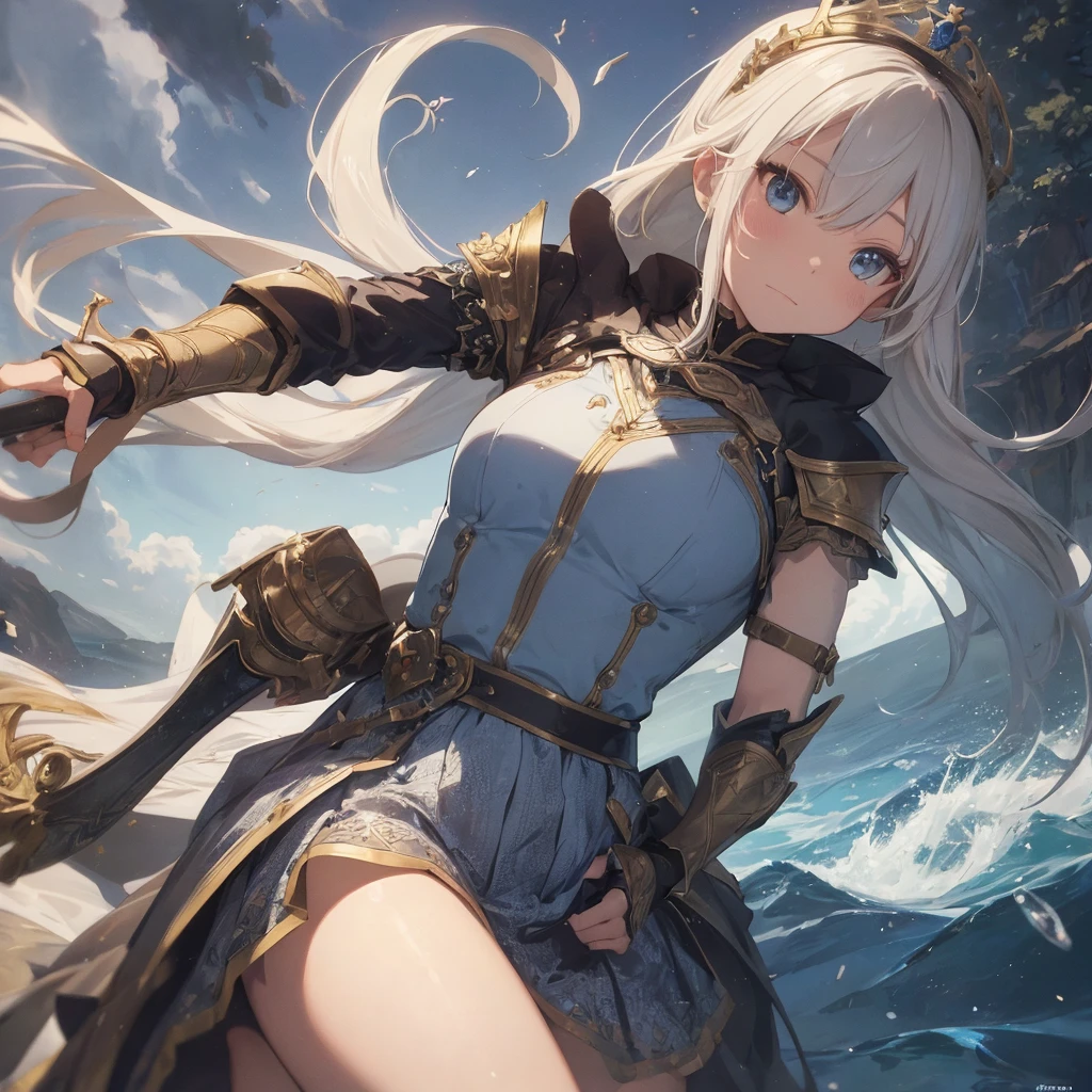a cartoon image of a woman in armor holding a sword, knight and princess, Afonso, mer, by Akihiko Yoshida, with armor, inspired by Li Chevalier, but the armor covers her face, mer autoamata, totalmente vestido with armor, highly detailed exquisite fanart, vestido with armor leve, with an armor and a crown, mer inspired