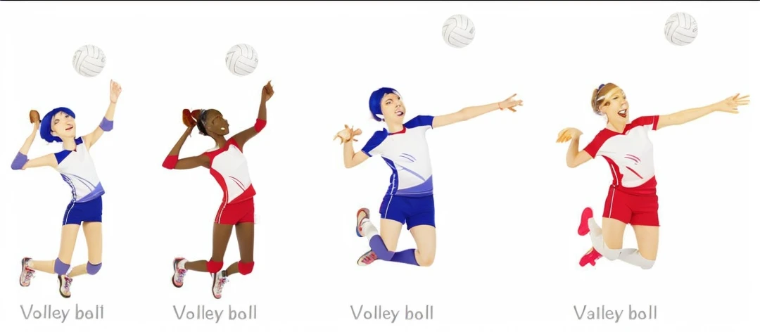 Highest quality、Highest quality、isometric、Volleyball Player、6 people、Women、Division of roles、cute、colorful